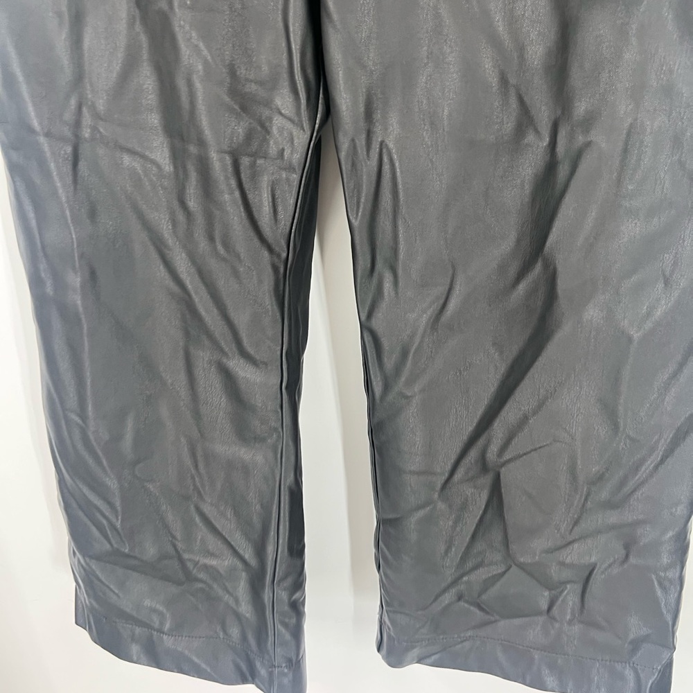 Maeve by Anthropologie Colette Faux Leather Cropped Wide-Leg Pants in Black - Picture 4 of 8